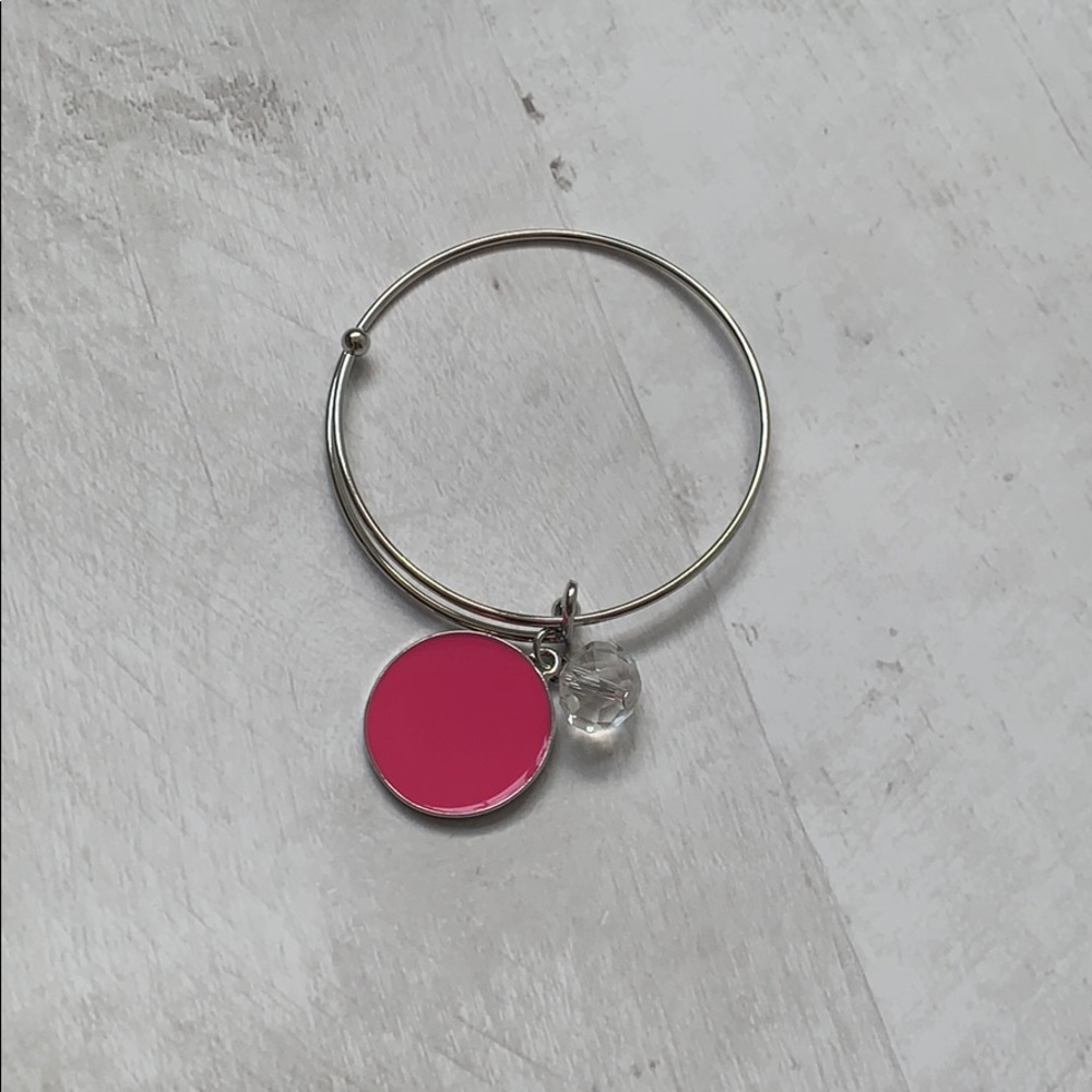 Pink disc silver bracelet